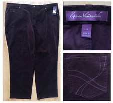 GLORIA VANDERBILT AMANDA CORDUROY Women  s Rum Raisin Jeans sz 26W AVG NWT