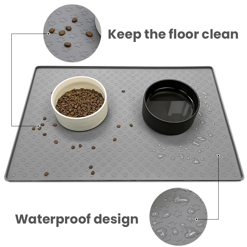Pet Food Mat Cat Dog Silicone Feeding Puppy Non Slip Waterproof Bowl
