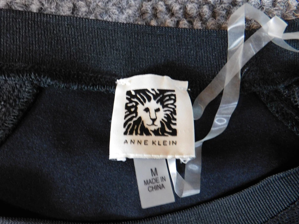 Blusa Anne Klein Mujer Mediana Negra Pullover Transparente Manga Mash Top Clásico Foto 4 de 4