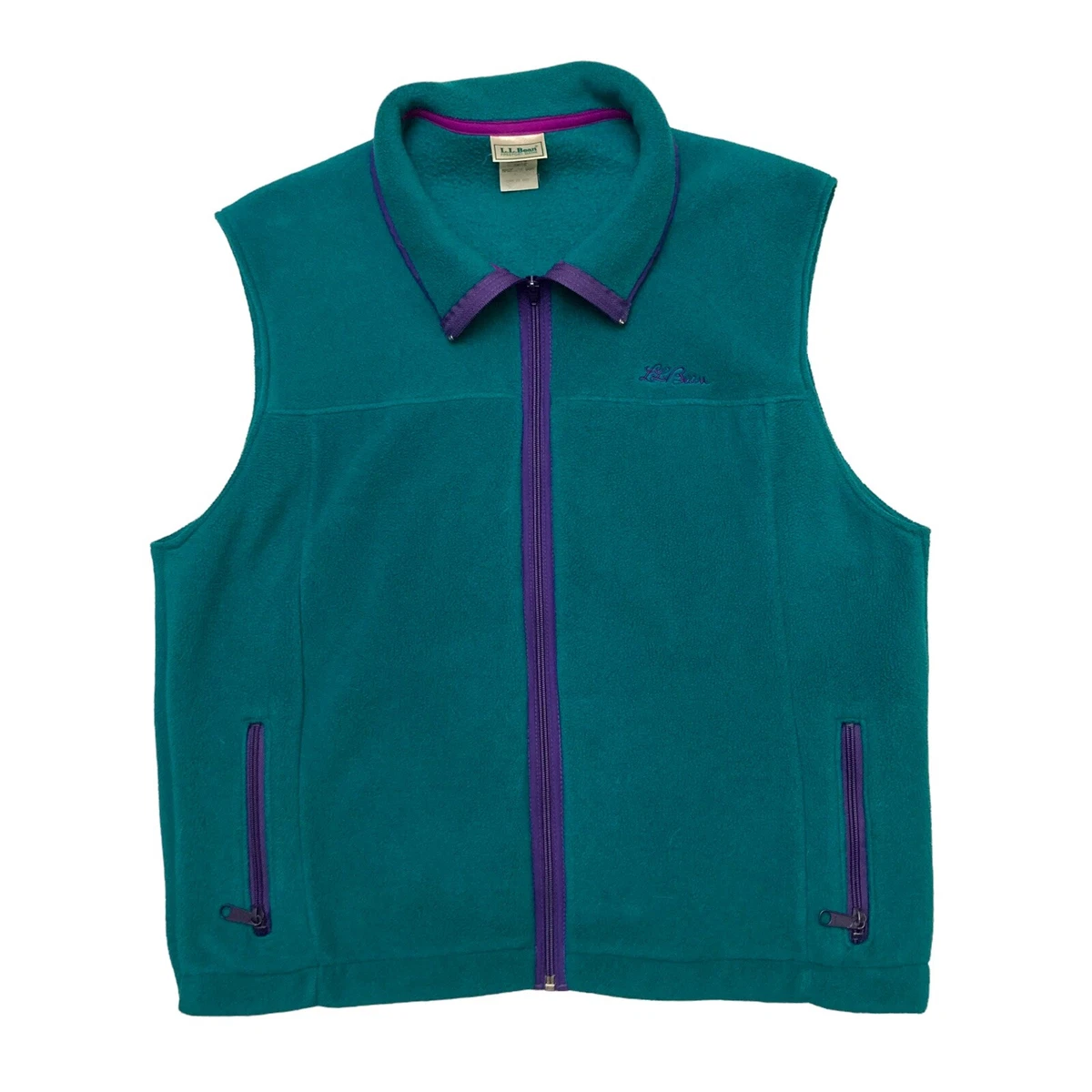 Vtg LL Bean Women s Fleece Vest XL Teal Purple Made in USA eBay