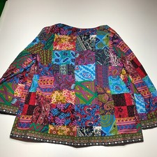 E-retro Jacket Cardigan Womens Size 4xl Open Front Multicolor Geo Multi-print