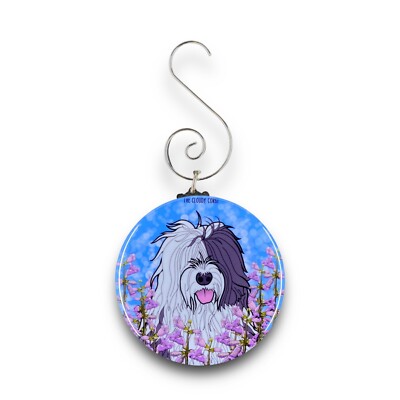 Old English Sheepdog Wildflower Mini Ornament Handmade Dog Stocking Stuffer Gift