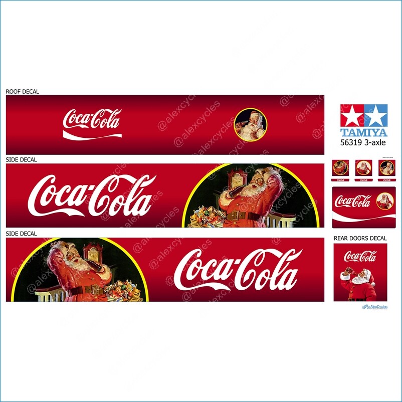 Coca-Cola 56319 Tamiya 1/14 Reefer Box Trailer ROOF Christmas Decals Sticker  Kit | eBay