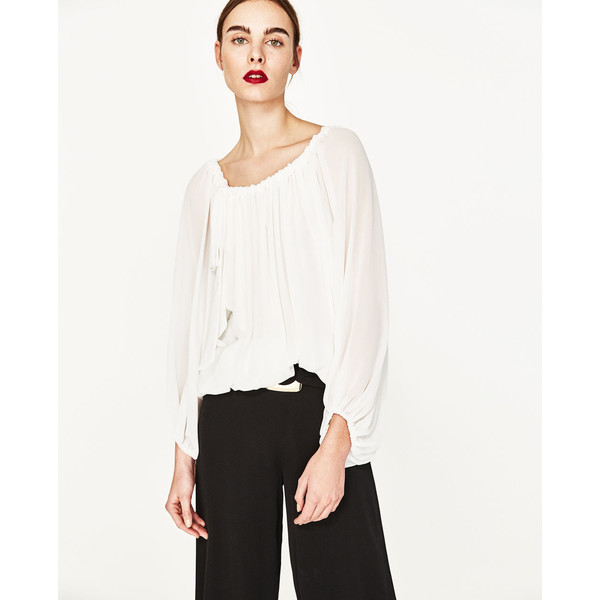 NWT ZARA offshoulder Gathered White top XSMALL eBay
