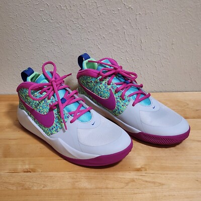 Size 6Y (GS) - Nike Team Hustle D9 Digi Pixel - Platinum & Fuchsia