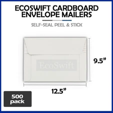 500 - 12.5" x 9.5" EcoSwift White Photo Ship Flats Cardboard Envelope Mailers