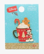 Loungefly Disney Mickey Mouse Christmas Peppermint Mocha Coffee Holiday Pin New