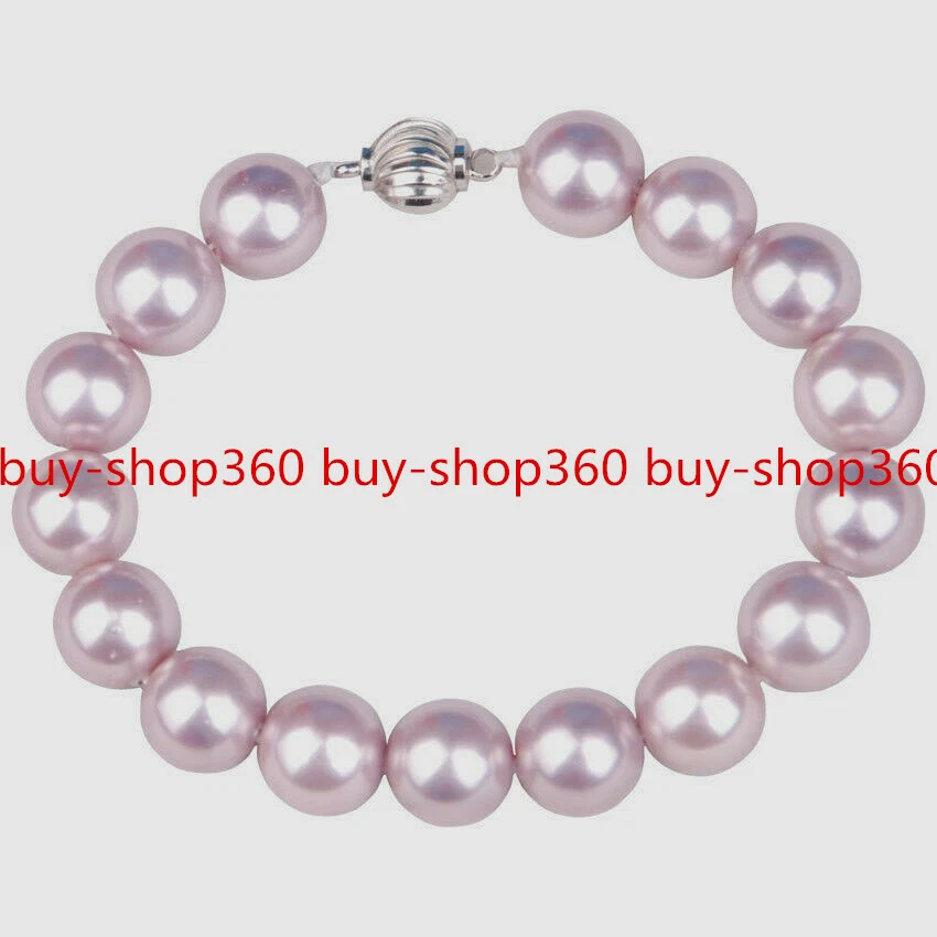 STONE ISLAND Bracciale Nuovo Originale 12mm Naturale Viola Conchiglia Mari del Sud Perle Gemme 7 5''