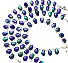 Natural Gem Azurite Malachite 10x7MM Size Smooth Pear Shape Beads 7" 41Cts.