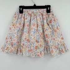 Tommy Bahama Faux Wrap Skirt Kids Size 7 Pink Blue Floral Lined Ruffle Boho