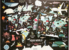 Mudpuppy YOUR WORLD 1000 pieces Jigsaw Puzzle COMPLETE 27x20" world map animals