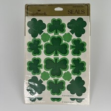 Shamrock Clover St. Patrick  s Day Hallmark Stickers Seals 4 Sheets Sealed NOS