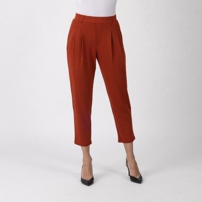 Hose rot 36 38 Zauberhose Damen Hose mit Bundfalten unifarben marsala E66