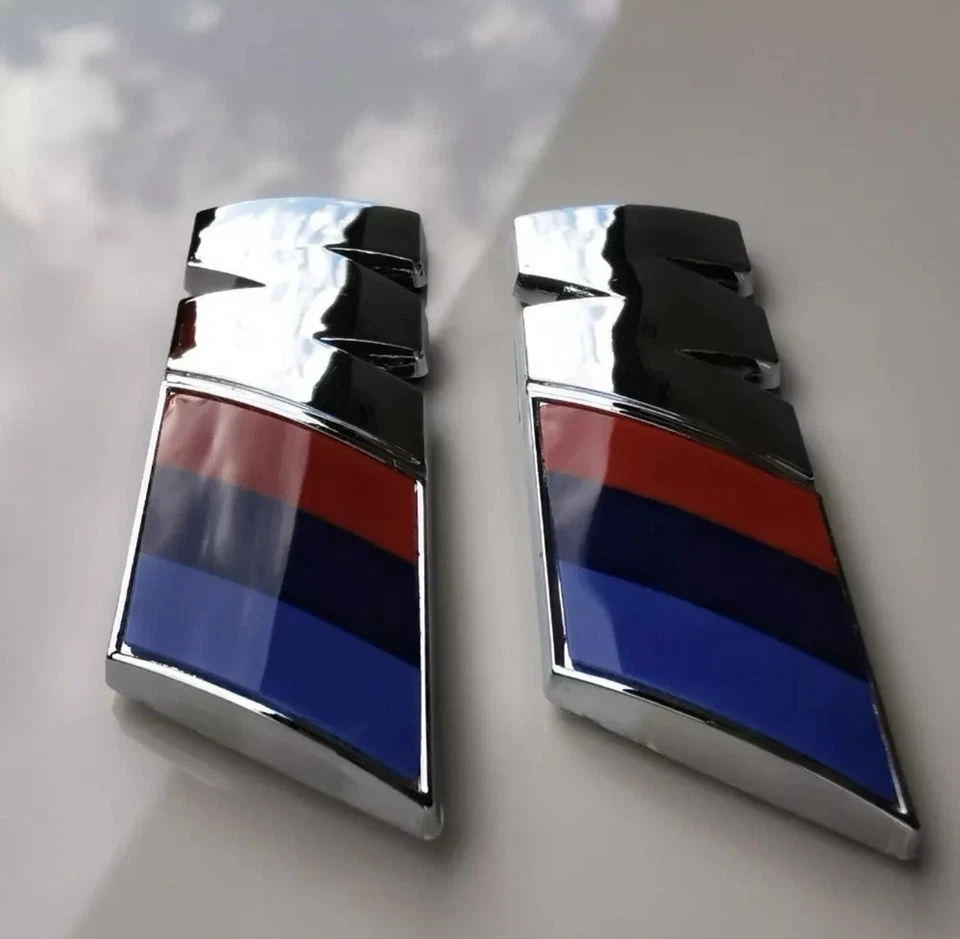 2 Stk. BMW M Emblem Embleme Logo Aufkleber Chrom Kotflügel 45 x 15MM - Bild 3 von 3