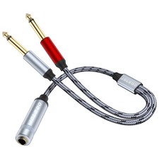 1/4 Female Splitter, 6.35mm 1/4 in TRS Stereo Female to Dual 1/4 in TS Mono M...