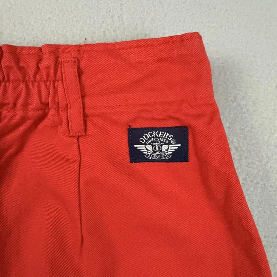 Pantalones Cortos De Colección Dockers Levis Para Mujer 8 Rojo Apertura Regata Sarga Cintura Alta Años 90 Foto 4 de 4