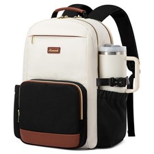 LOVEVOOK Laptop Backpack for Women 15.6 Inch, Beige - Black - Chestnut Brown