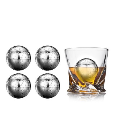 XIJIXI Whiskey Ball Stones Stainless Steel Metal Ice XL, Silver-4PACK 