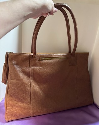 VTG 1960s-1970s Ruth Saltz Ostrich Leather Bag/ Tote Bag, 16  H x 10.5  W