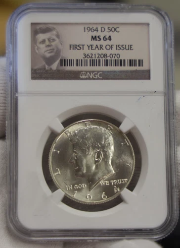 1964 US Kennedy Half 50c First Year of Issue NGC MS64..