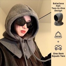 Winter Knit for beanie Hat with Hooded Scarf for Cold Weather Neck and Head