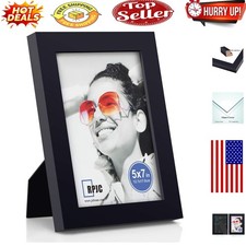 Elegant 5x7 Solid Wood Photo Frame with HD Glass - Wall  Tabletop Display in...