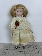 Vintage Doll 7" Porcelain Face Arms and Legs Dress is Sewn On Needs Cleaned