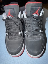 Nike Air Jordan 4 Retro OG GS Bred 2019 Size 7Y Black Red
