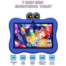 Kids 7" Android 13 GMS Tablet 8GB RAM 64GB IPS Touch Dual Camera 2200mAh Tablet