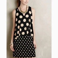 Anthropologie Dress Womens Small Maeve Davina Polka Dot Knee Length Knit Drapey