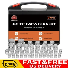 80pcs JIC 37° Flare Cap&Plug Hydraulic Hose Tube and Pipe Fitting kit Heavy Duty