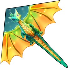 Xida Dragon Kites for Kids Ages 4-8, Adults, Easy to Yellow  Green