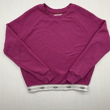 UGG Women s Pink Nena French Terry Logo Waistband Crewneck Sweatshirt XSmall