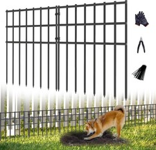 25 Pack Garden Animal Barrier Fence, 17in H X 27ft L No Dig Fence, Rustpr...