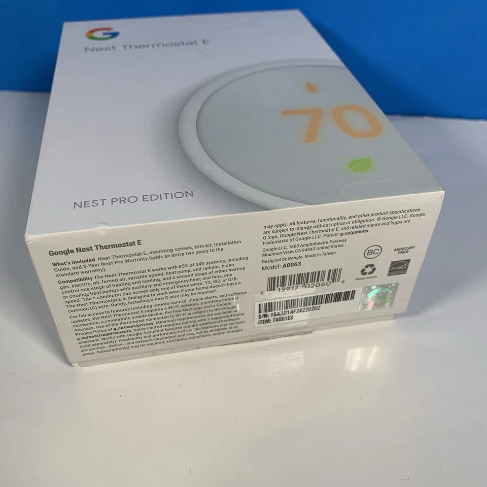 Google Nest Thermostat E Pro Edition -Model A0063 ( T4002ES) - Image 4 of 4