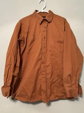 Jesse James Brand Work Wear Men's Button Up Shirt Size Large Orange Long sleeve