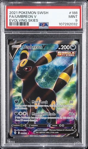 2021 POKEMON SWORD & SHIELD EVOLVING SKIES #188 FULL ART/UMBREON V PSA 9