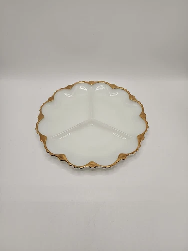 Anchor Hocking "Golden Shell" 3 Part Relish Plate