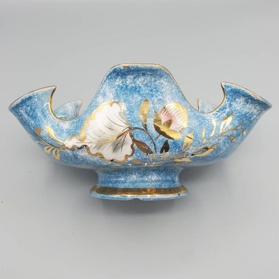 Vintage Signed ''Mica Italy'' Redware Planter Bowl With Gold Gilt