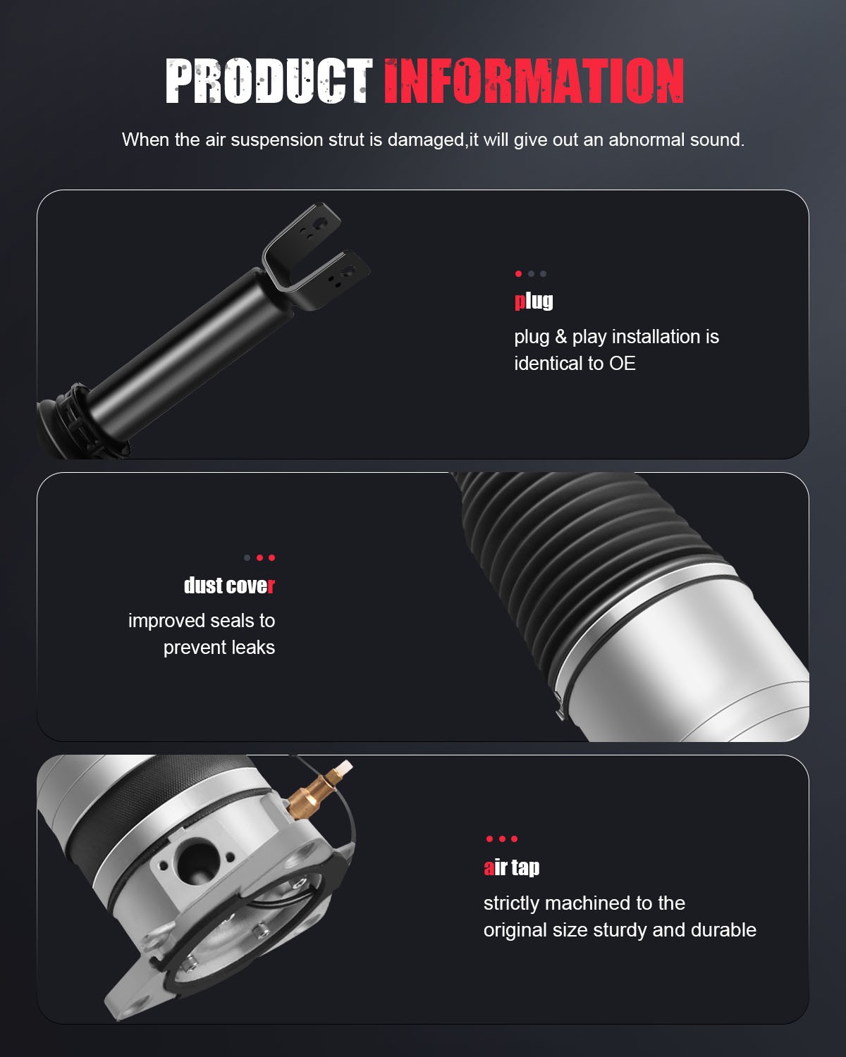 5* Front Rear Air Suspension Shock Compressor For Bentley Continental Volkswagen