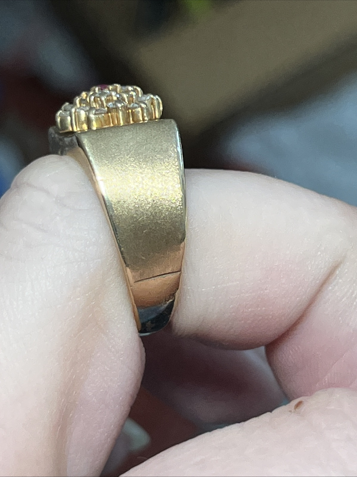 Gold Diamond Ruby Ring Size 7 - image 5
