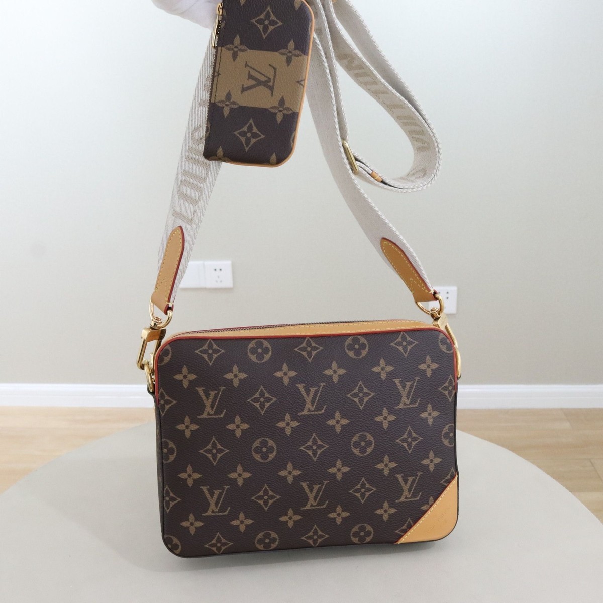 Authentic Louis Vuitton x Nigo Trio Monogram Brown Messenger Bag 