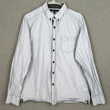 Kenneth Cole New York Men's Light Blue / Gray Slim Fit Button Up Shirt Men's L