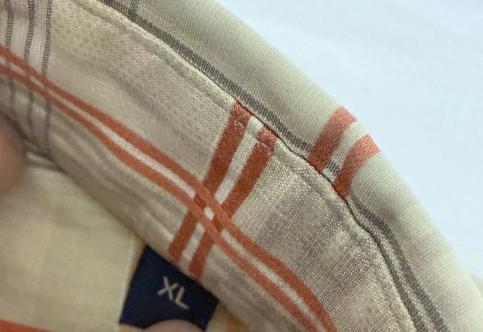 Camisa De Colección Gitman Bros Para Hombres XL Beige A Cuadros Manga Corta Botón Delantero Hecha en EE. UU. Foto 3 de 4