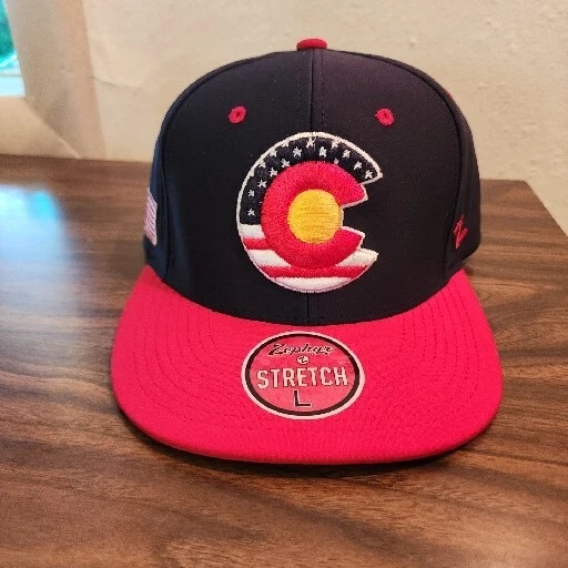 Colorado Centennials American Flag Hat Zephyr Stretch Large Navy And Red Cap