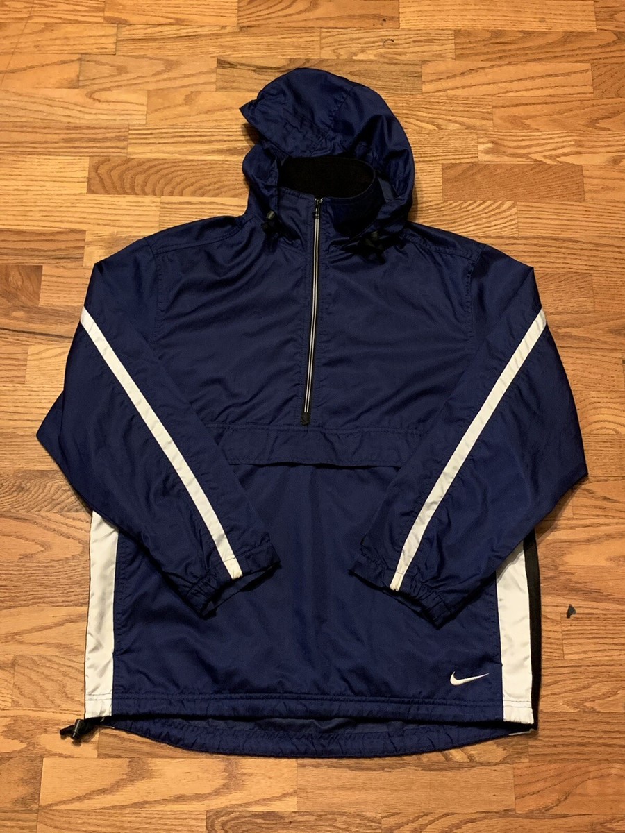 VTG Nike Blue Ashe 1/2 Zip Hooded Poncho Jacket Black Tag VTG Nike Blue Ashe 1/2 Zip Hooded Poncho Jacket Black Tag