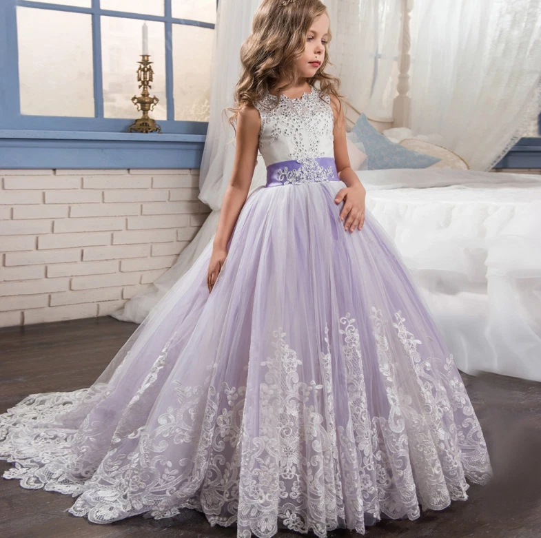 New Kids Flower Girls Princess Party Gown Girls Wedding Prom