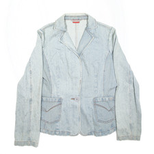 Elle Womens Y2k Jacket Blue Denim Blazer L