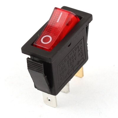 KCD3-104N Red Light 3Pin SPST ON/Off Rocker Switch 15A/250V 20A/125V