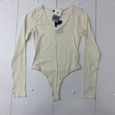 Fashion Nova Womens White long sleeve Bodysuit Size small